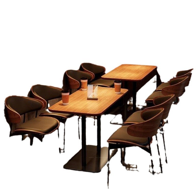 American restaurant retro imitation solid wood dining table and chair combination creative cafe leisure table and chair lounge area negotiation table and chair