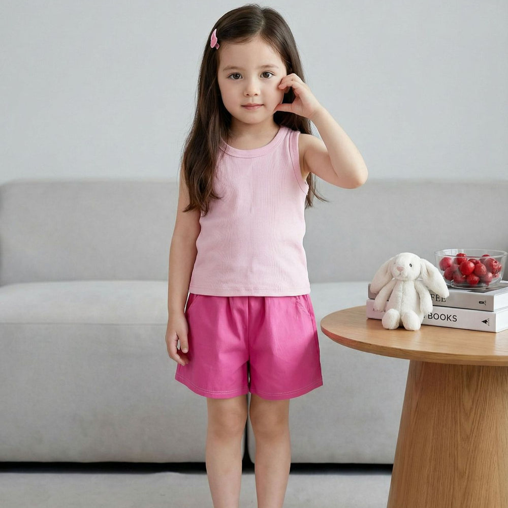 New children's cotton sleeveless tank top and shorts set - two-piece loungewear, class a quality, wholesale for cross-border e-commerce