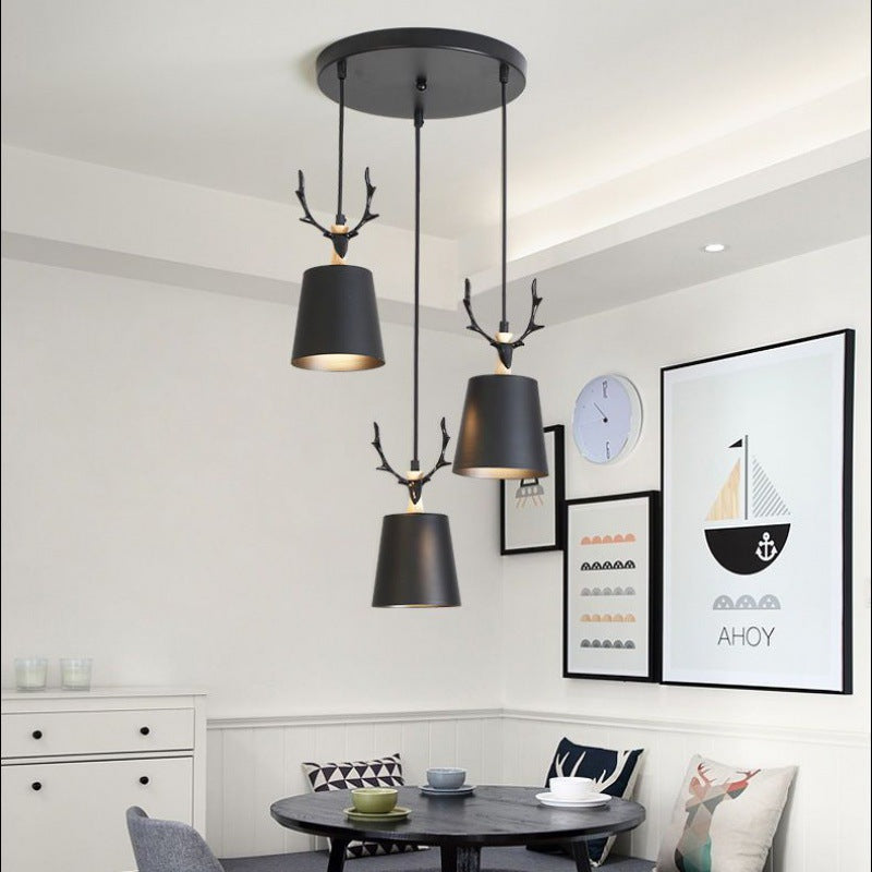 Antlers American Nordic living room dining room bar counter retro lamps creative bar art wrought iron industrial wind chandelier