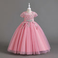 wedding dress kids' short-sleeve princess dress flower girl piano performance dress children's dress