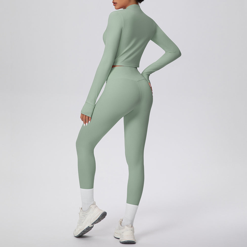 Cloud-feel outdoor compression yoga set for women - cropped high-waisted running workout outfit, quick-dry activewear two-piece set