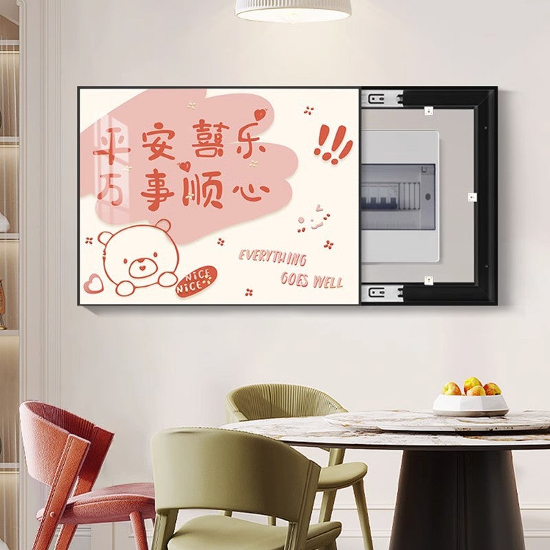 Meter box decorative painting modern simple cartoon electric switch distribution box hanging painting peace and joy meter box blocking mural