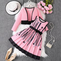 girls' skirt set: pink tank dress with long-sleeved jacket, autumn outfit for girls, two-piece children's set