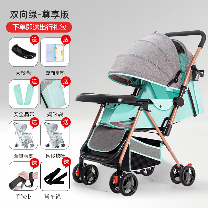 Baby stroller - lightweight, foldable, reclining, four-wheel pushchair for infants and toddlers - one-click folding - dropshipping available
