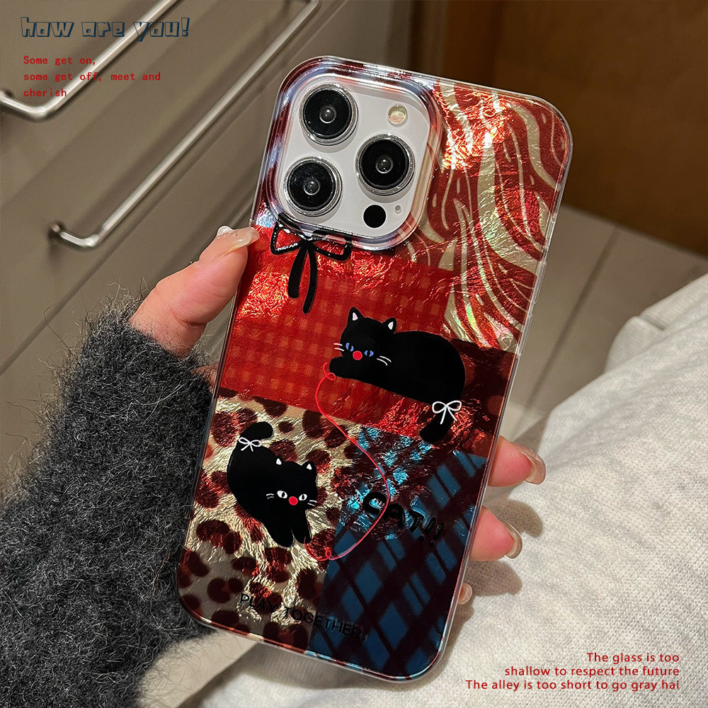 Swirl shell suitable for apple 16promax cute cat mobile phone case iphone13 anti-fall protective cover 15