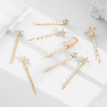 Wholesale rhinestone star hair clips - european & american style cross-border jewelry - versatile new year's bridesmaid moon bobby pin hair clip set for women
