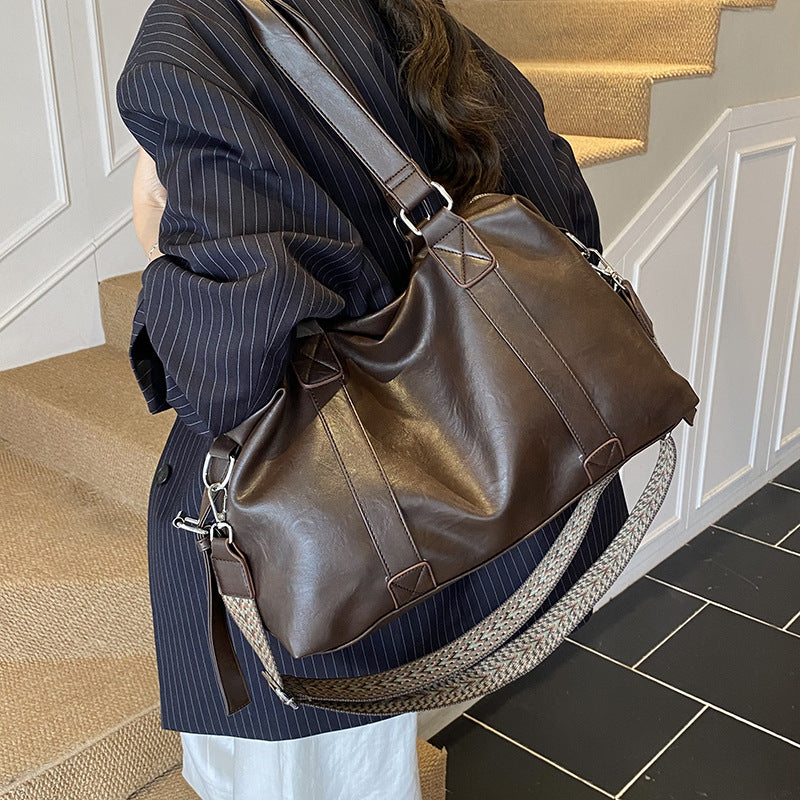 Retro maillard large-capacity bag for women new arrivalcasualfashion shoulder crossbody bag classy sense work clothing tote bag