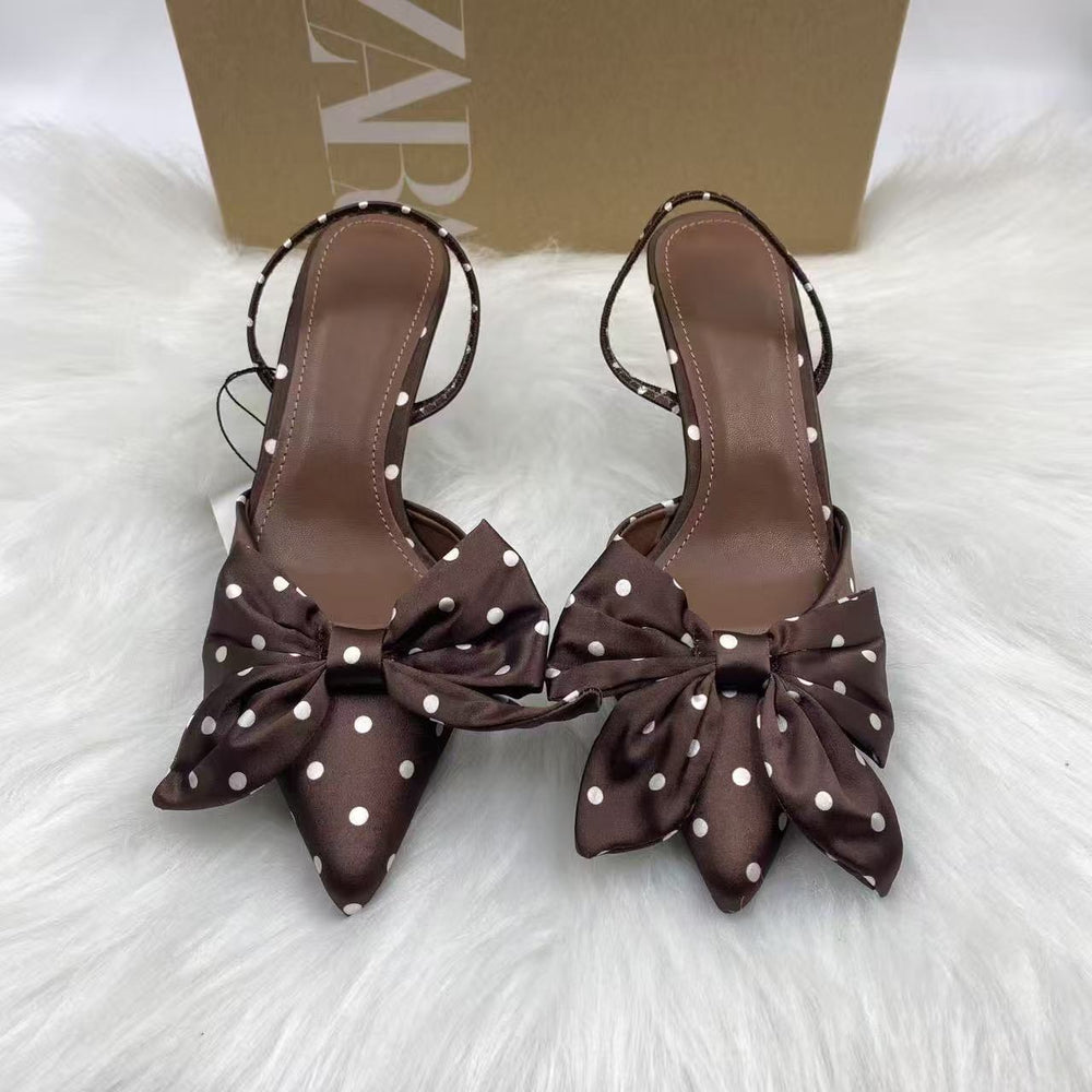 French-style open-back women's shoes, new trendy and versatile houndstooth half-toe sandals for summer 2025