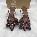 French-style open-back women's shoes, new trendy and versatile houndstooth half-toe sandals for summer 2025