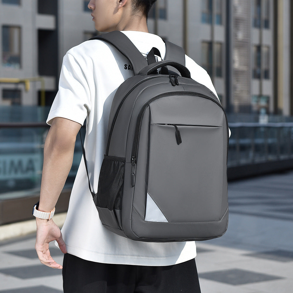 New backpack, high-end business backpack, men's large-capacity leather film commuting computer bag, travel outdoor wholesale