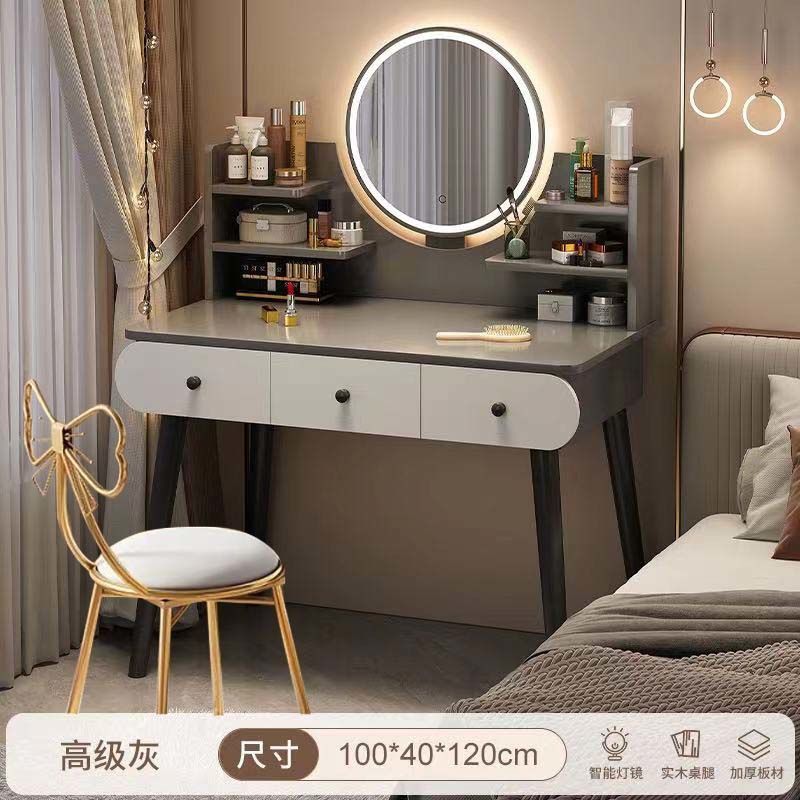 Modern minimalist vanity table - bedroom, small apartment, master bedroom - new light luxury style, trendy storage cabinet, all-in-one desk, makeup table