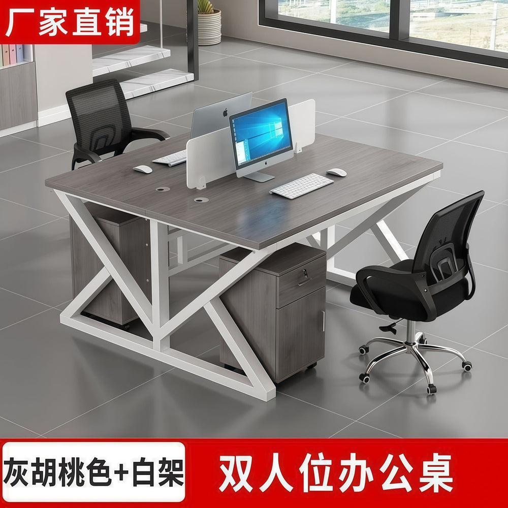 Modern and simple office desk and chair set, complete computer desk for training, minimalist workstation for 2/4/6 people, executive desk