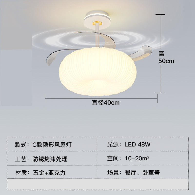 [Strict Selection] Ceiling Fan Light Cream Wind New Room Fan Light Simple Modern Bubble Dining Table Chandelier