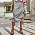 European and american women's clothing  cross-border foreign trade  new arrival denim tie backworkwear skirt casual mid-length skirt trendy