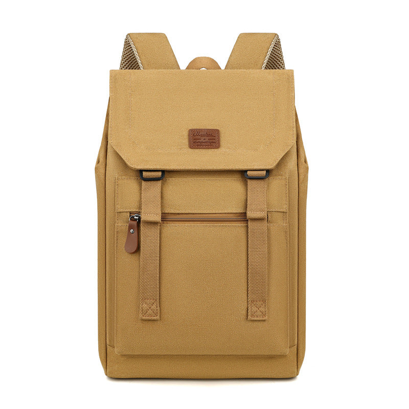 New canvas backpack men's outdoor travel leisure sports personality fashion flip backpack Chinese college student schoolbag