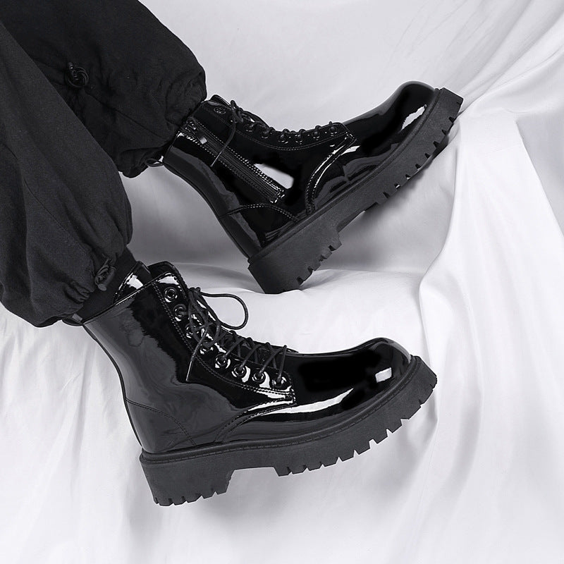Boots for men 2026new arrivalspring black british style fan motorcycle workwear boots high-top soft leather waterproofcasual leather boots