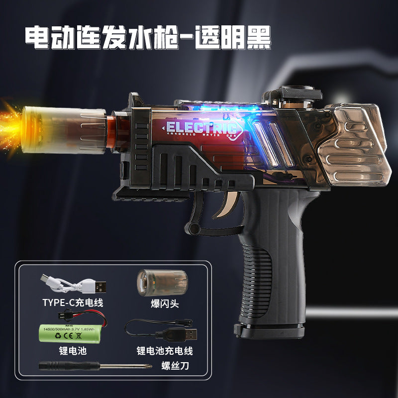 new product popular popular handheld fully automatic fire-breathing reloading electric children's water gun toy street stall wholesale
