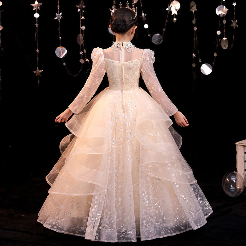 Kids dress flower girl wedding dress wedding host classygirl piano performance catwalk evening dress exportin stock