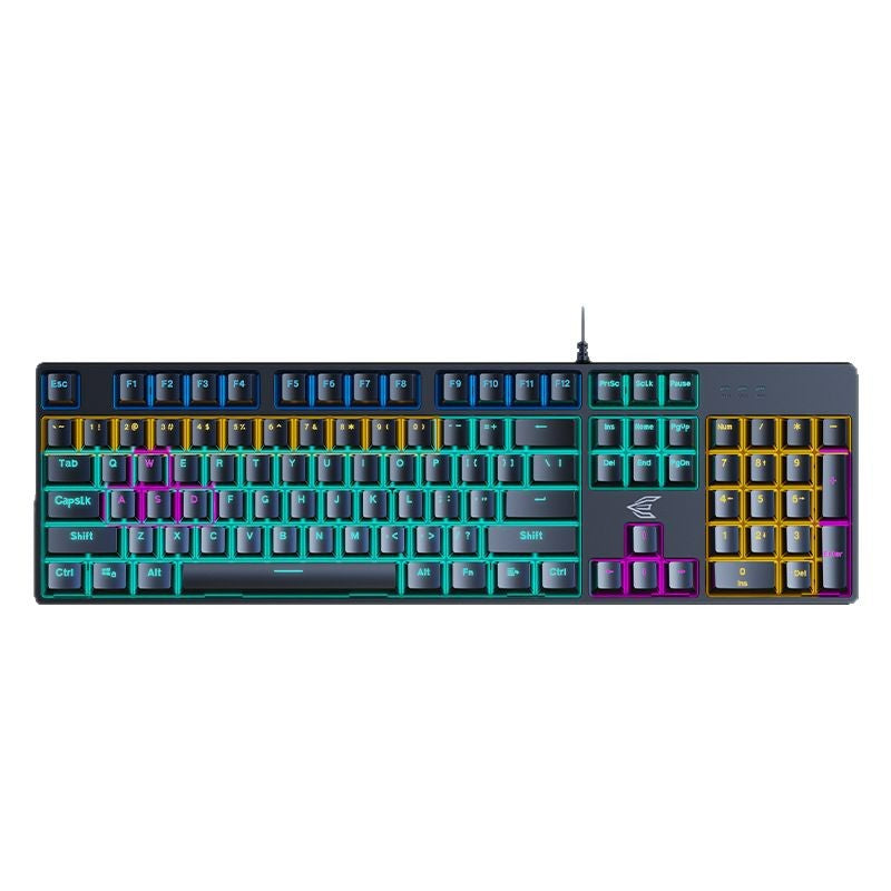 Power e-clan k100 full-key wired mechanical gaming keyboard - perfect for pubg, business, office, and mixed-mode gaming - usb powered with backlit lighting