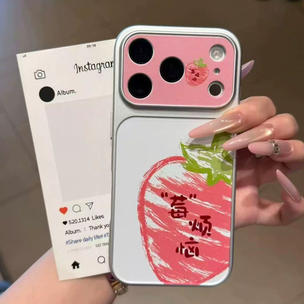 Suitable for apple 17pro mobile phone case hand-painted graffiti pear strawberry homophonic fresh fruit iphone18 soft case