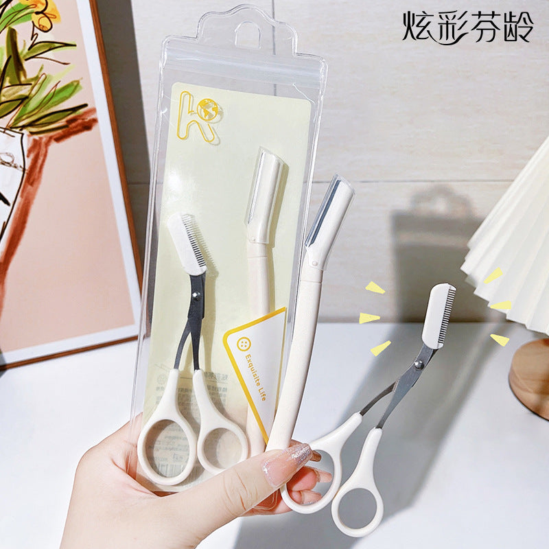 Colorful fenling eyebrow shaping tool suit with eyebrow comb and trimming eyebrow scissors macro beginner security eyebrow trimmer