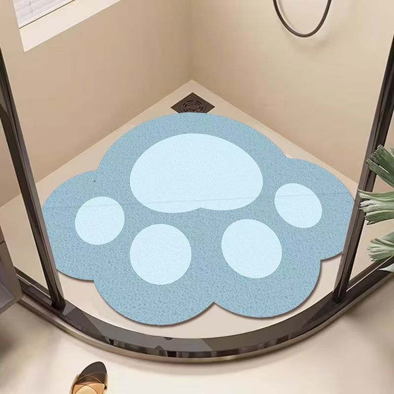 Cartoon cat paw bathroom non-slip mat - hollow silk loop rug for bathroom, shower, and bathrooms - anti-slip shower mat