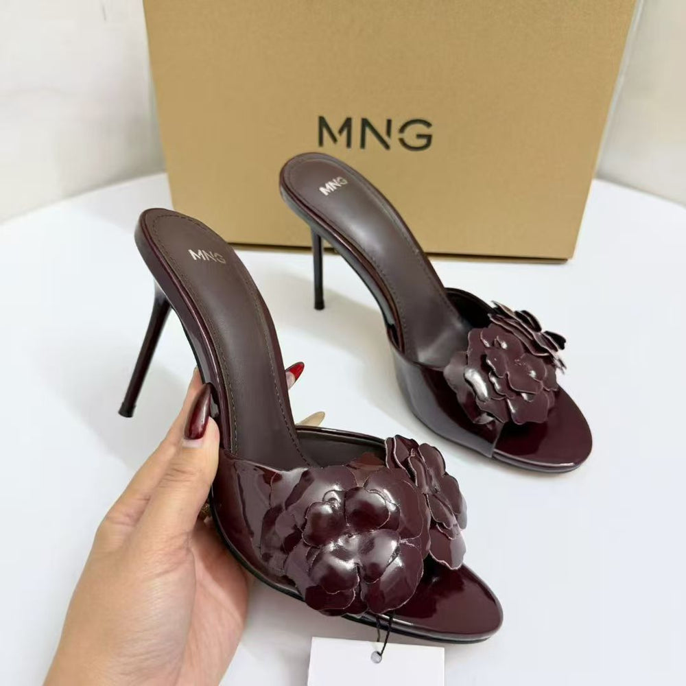 Za2026new arrival small fragrant camellia outwear high-heeled rose flower beach rose flower high-heeled sandals
