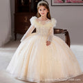 Amazon cross-border girls' evening dress, european and american style white flower girl wedding dress, high-end mesh birthday princess dress, banquet dress