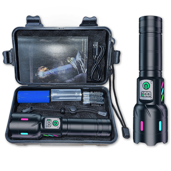 Outdoor portable flashlight strong light white laser super bright charging outdoor patrol long-range long-range multi-function flashlight