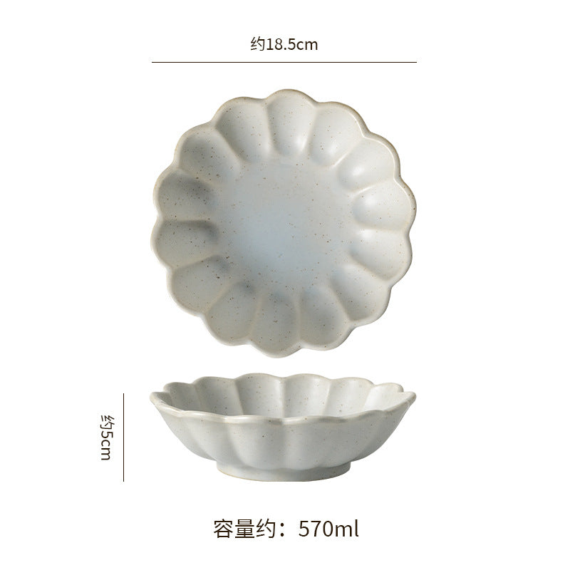 Clay salad bowl dessert soup bowl restaurant hotel high-value retro style tableware for home fruit plate noodle bowl cold bowl