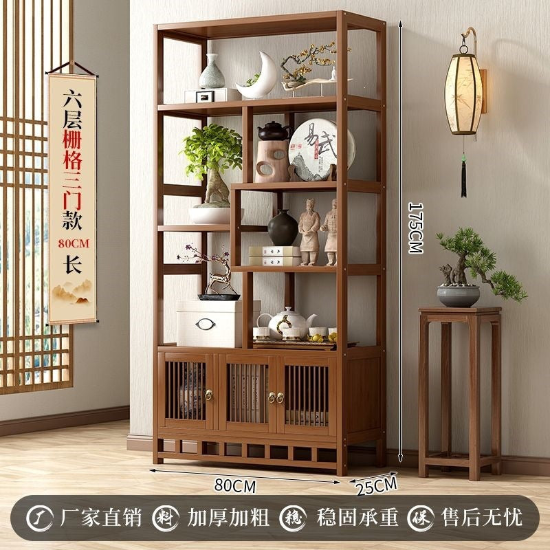 New chinoiserie bogu rack tea rack storage rack tea set rack tea display cabinet non-solid wood tea room ornaments duobao pavilion