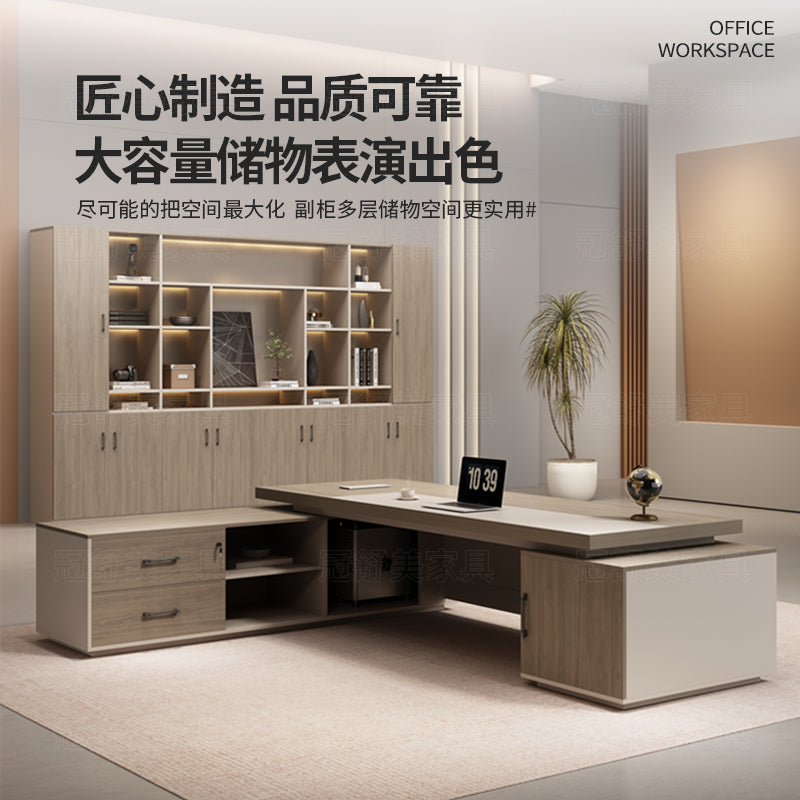 Modern executive desk and chair set - minimalist office furniture for ceo, manager, and supervisor - premium style