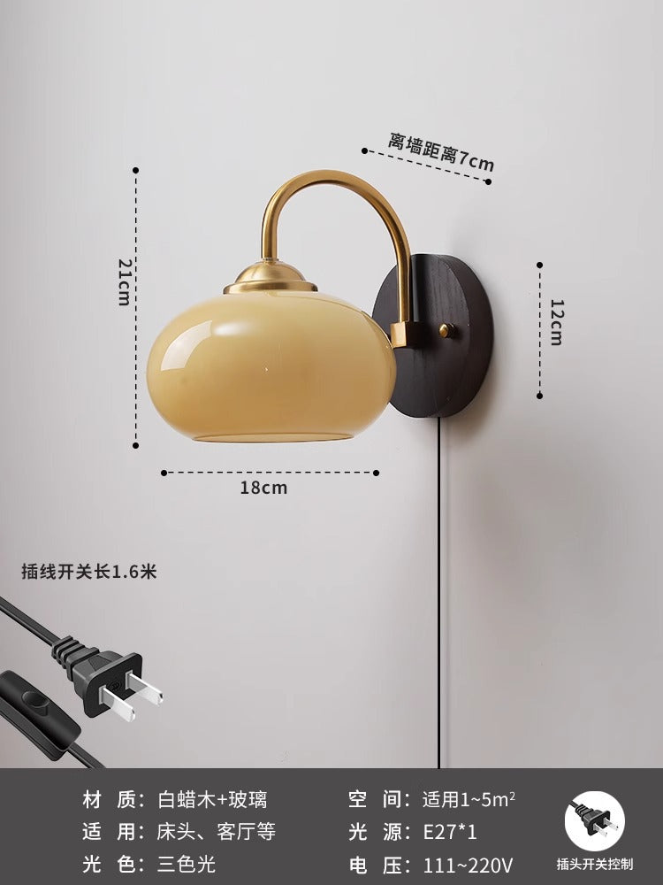 Wabi Sand cream wind antique vintage bedroom bedside wall lamp retro balcony aisle corridor background wall lamp