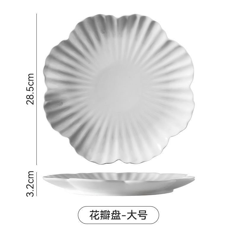 Creative hotel ceramic dinnerware set - unique restaurant & home use - pure white minimalist ceramic plates - western dinner plates - white porcelain serving dishes