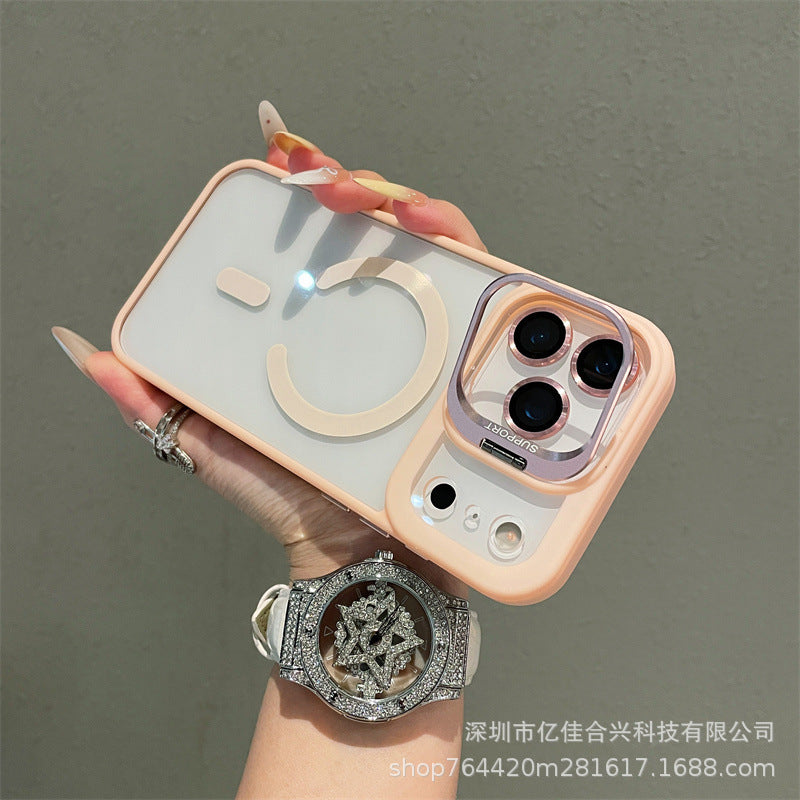 Apple 17promax lens holder magnetic phone case suitable for iphone16 with lens film 15 anti-fall case