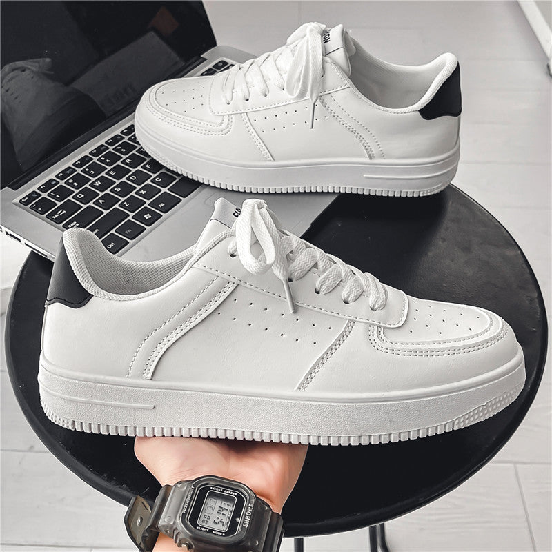 Men's skate shoes - spring 2026 new collection: breathable, athletic, casual mesh sneakers for teens - trendy, versatile, solid color white sneakers for men