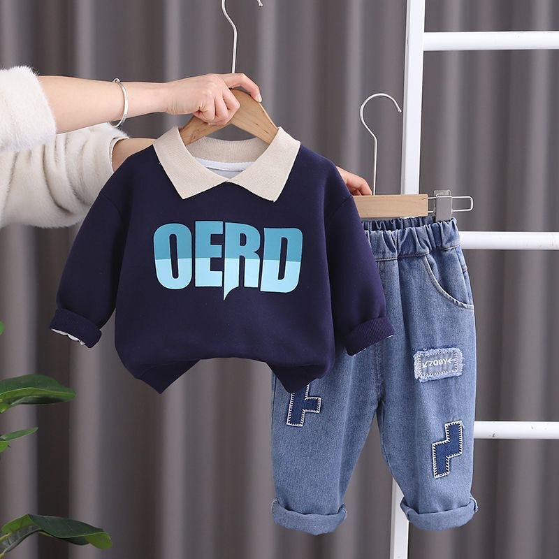 Boys' cool & stylish outfit set -  new arrival: trendy streetwear for baby boys, fashionable kids' hoodie set - wholesale available