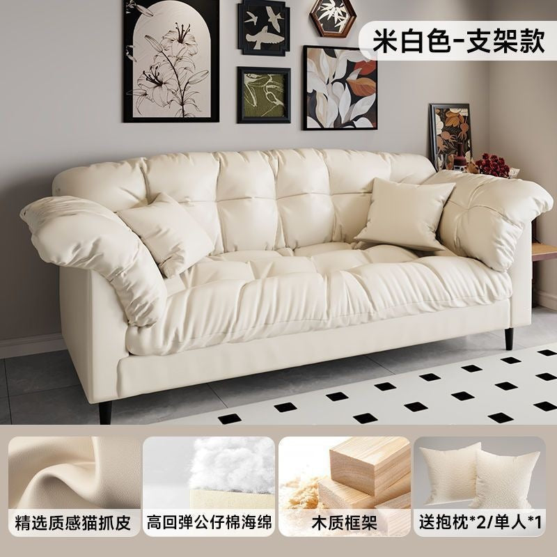 Retro fabric sofa living room new arrivaldouble straight row small apartment bedroom rental room lazy modern simple sofa