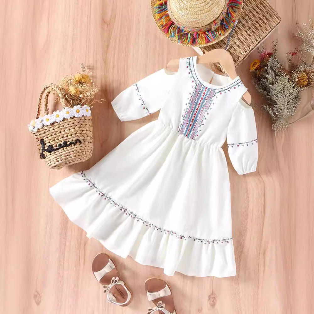 Clear! children's clothing girlexport cross-border spring and summer new floral dress printing holiday dress green warehouse style