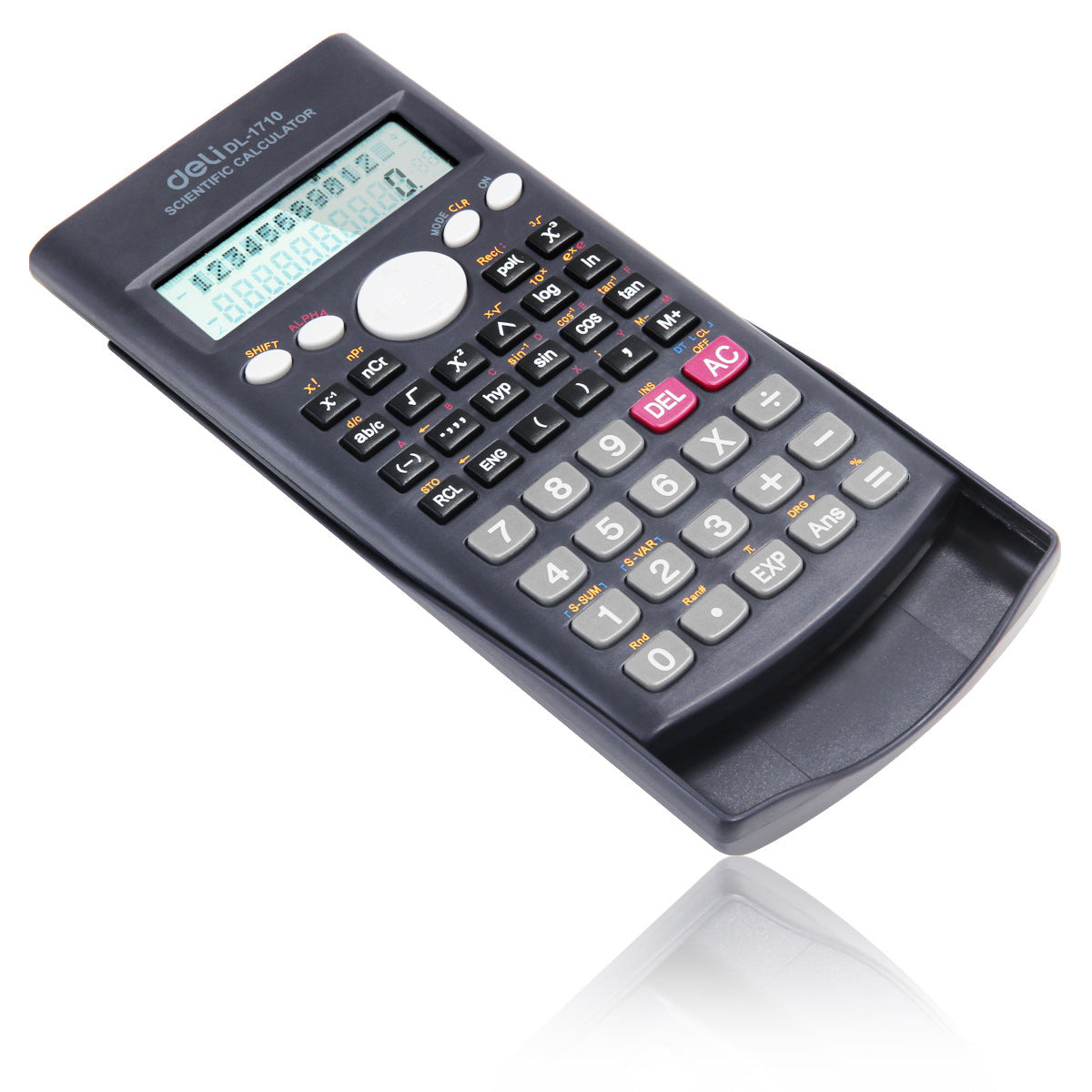 Deli 1710 Science Function Calculator Computer Middle School Student Exam Supplies, Double Line Display Student Supplies