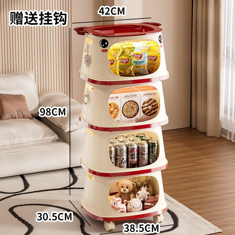 Household multifunctional trolley Children's snacks Shelf with wheels Movable creative multi-layer storage box Locker