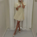 summer new women's clothing  cross-border fashion polka dot hollow-out waist bubble sleeve dress (us/eu style)