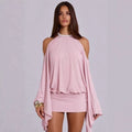 european and american hot girl style women's sexy dress - high-quality halter neck, high-end nightclub backless mini skirt