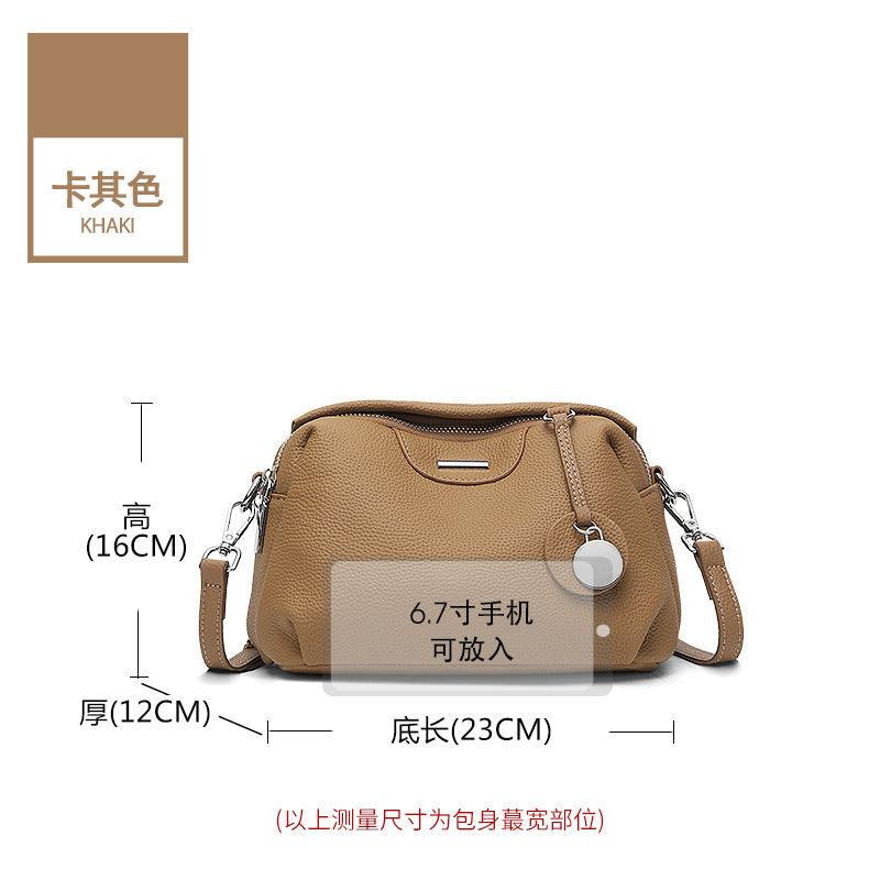 Genuine leather women's shoulder bag 2025 new trendy cowhide fashionable versatile mother bag large capacity simple messenger bag women