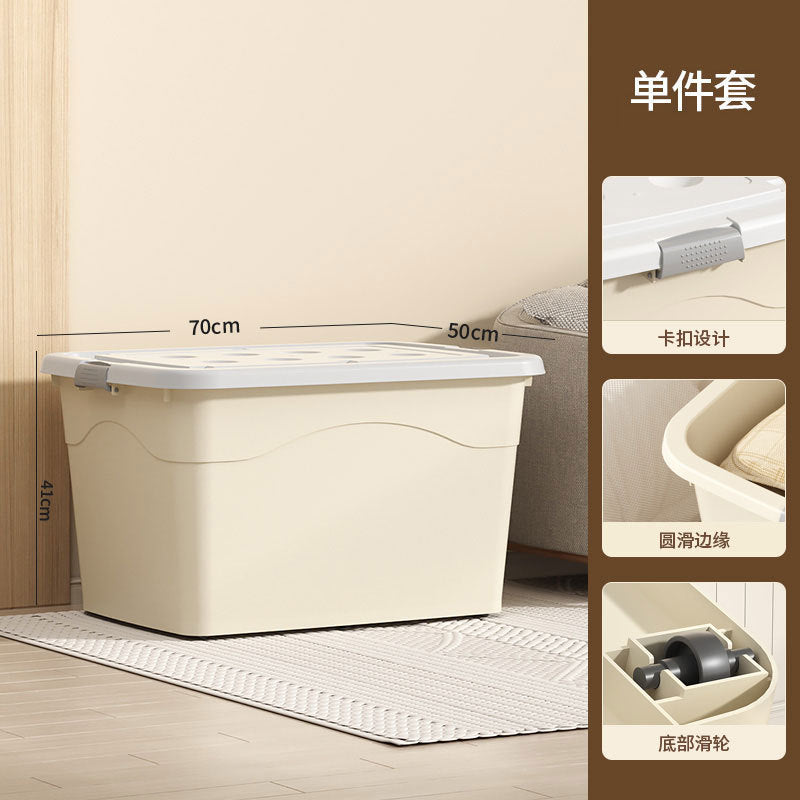 New Plastic Storage Box Cream Wind Large Capacity Extra Large Household Student Books Clothes Quilts Household Organizing Box