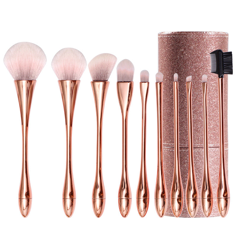Sujilian xiaomanyao electroplated gold 10-piece set of makeup brushes, full set of soft bristles, loose powder, blush makeup brushes