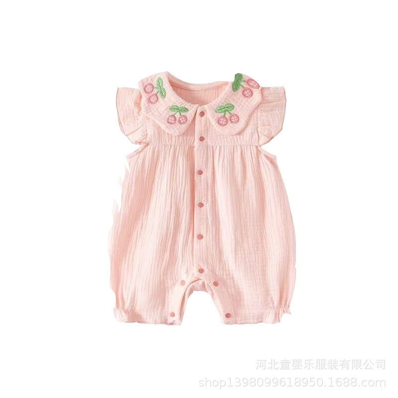 Summer romper thin baby girl sleeveless jumpsuit toddler baby vest cutesweet outing clothes