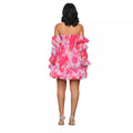 summer new arrival: ins european and american style sexy bodycon puff sleeve off-the-shoulder printed long sleeve mini dress