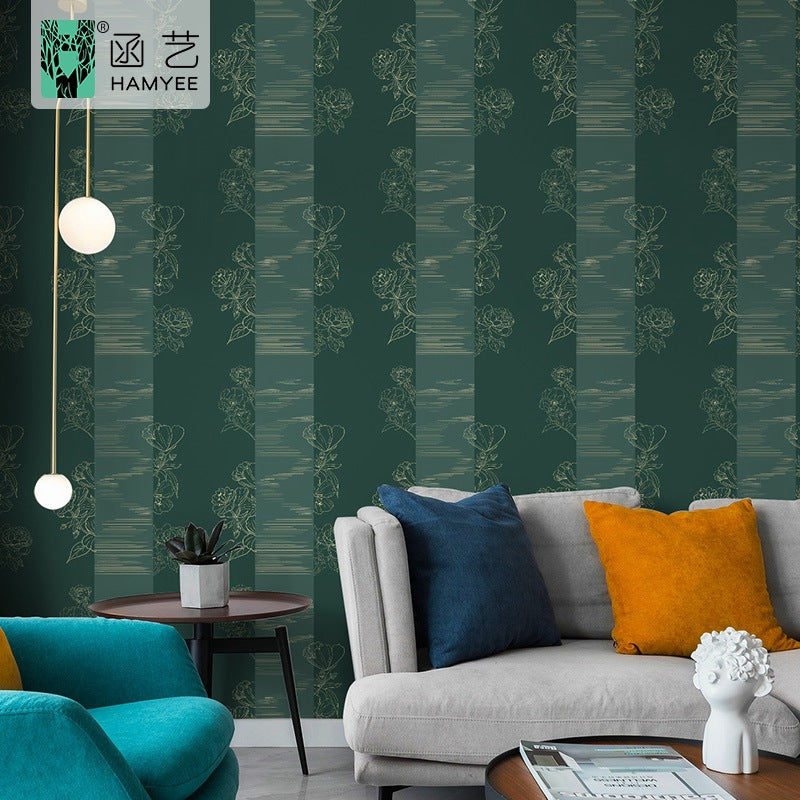 Cross-border sketch flower wallpaper thickened waterproof PVC wallpaper self-adhesive background wall decoration personalized wall sticker cloth with glue
