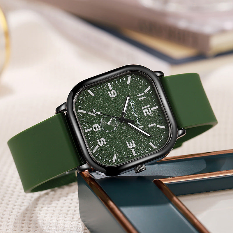 e-commerce square case personalized creative men's watch wholesale fashion retro silicone strap student quartz watch for men